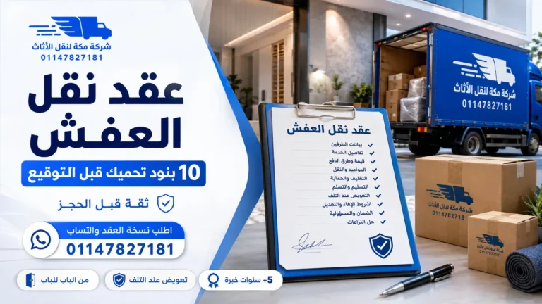 عقد نقل العفش 8 بنود تحميك ونموذج جاهز للتحميل